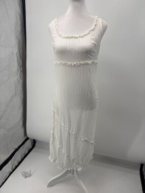 Women's Ivory High-Low Sleeveless Dress